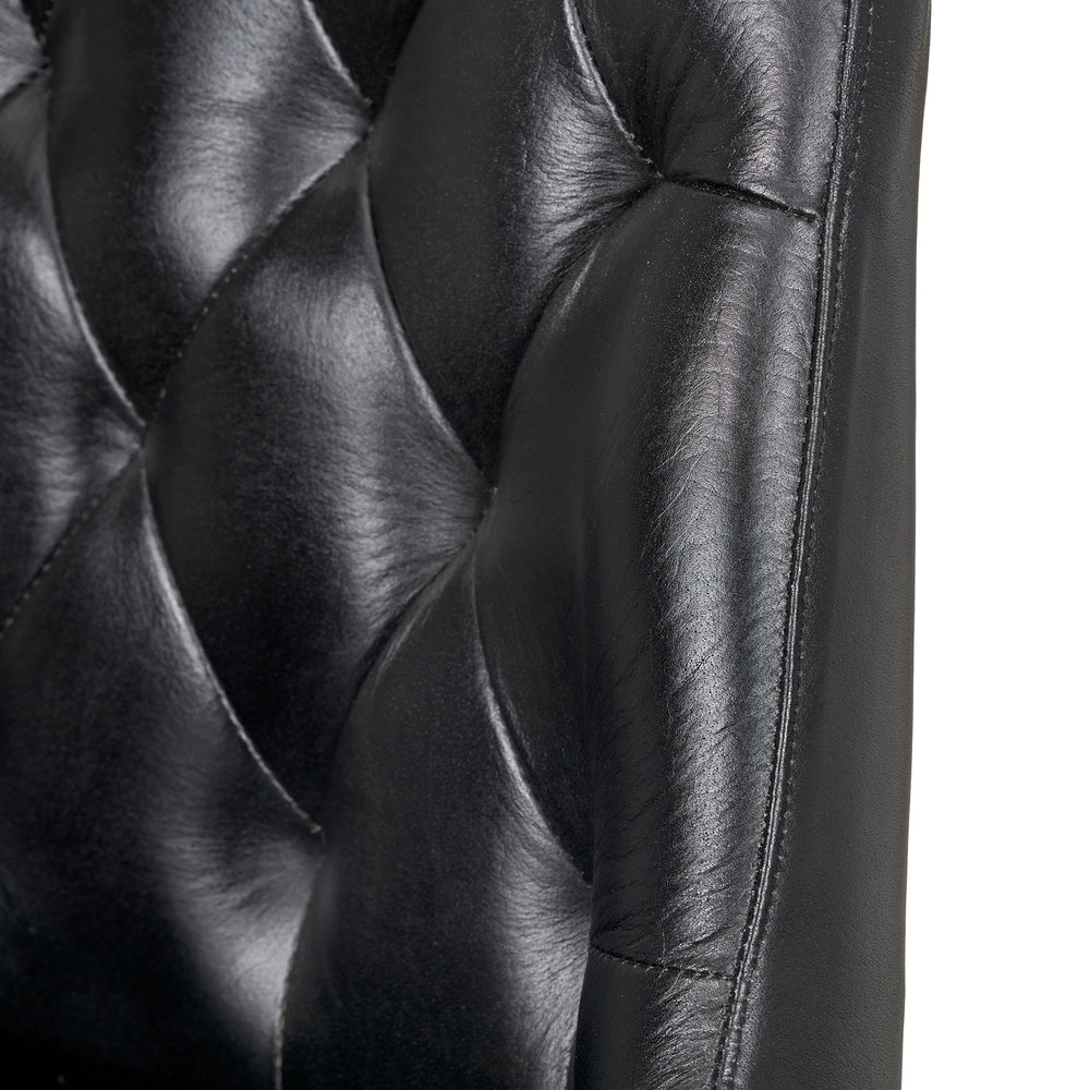 Abriana Vintage Ash Black Leather Bar Stool
