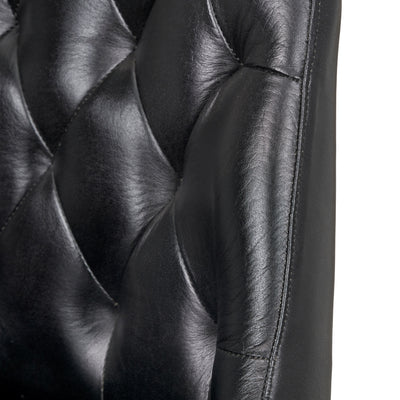 Abriana Vintage Ash Black Leather Bar Stool