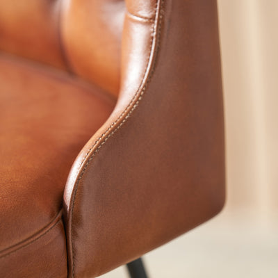 Abriana Vintage Brown Leather Bar Stool