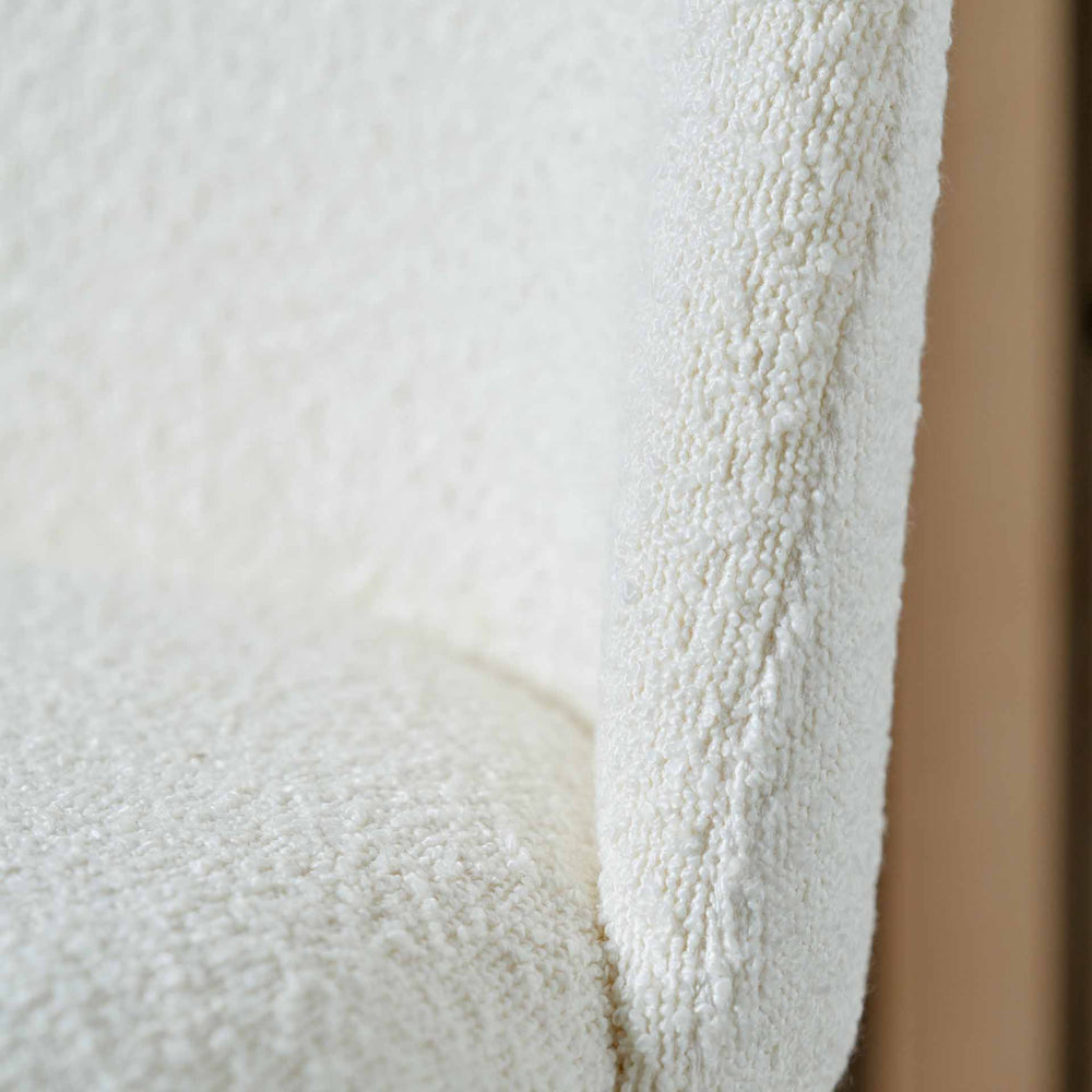 Lea White Boucle Bar Stool