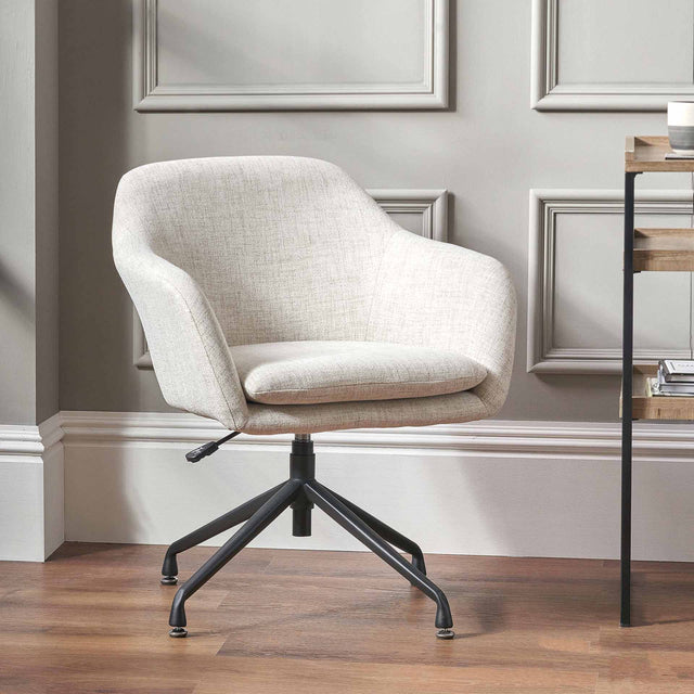 Solenne Pebble Linen Swivel Chair