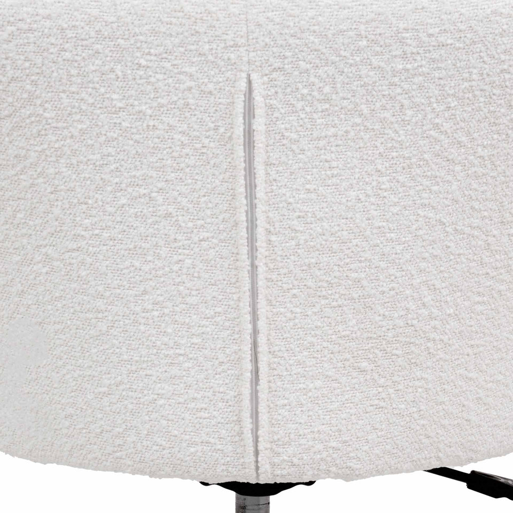 Solenne White Bouclé Swivel Chair