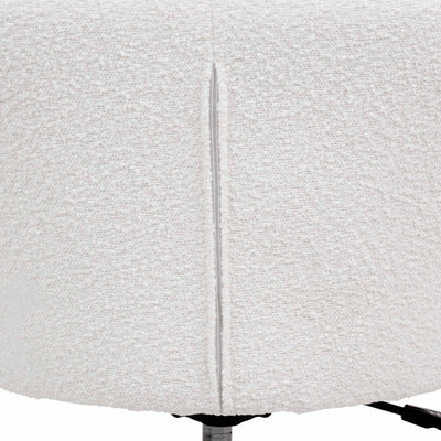 Solenne White Bouclé Swivel Chair