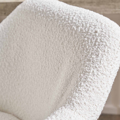 Solenne White Bouclé Swivel Chair