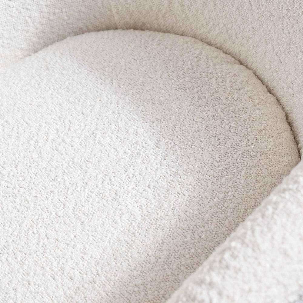Solenne White Bouclé Swivel Chair