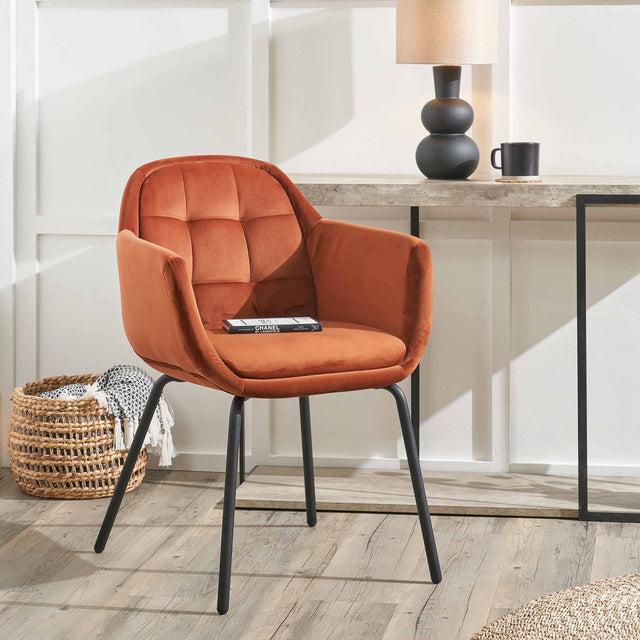 Alva Cinnamon Velvet  Carver Dining Chair