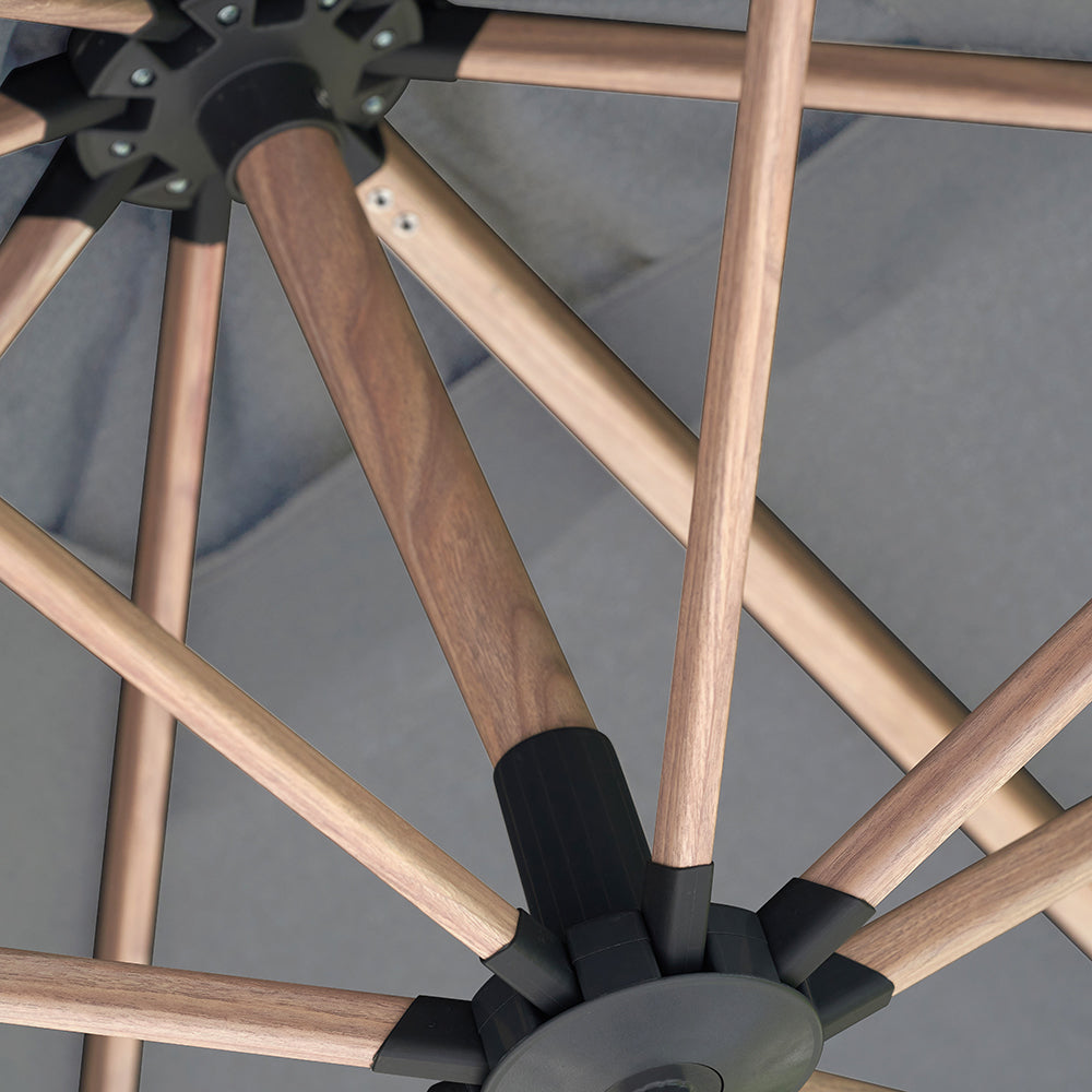 Platinum Challenger Premium Manhattan Grey and Teak 3m Square Parasol