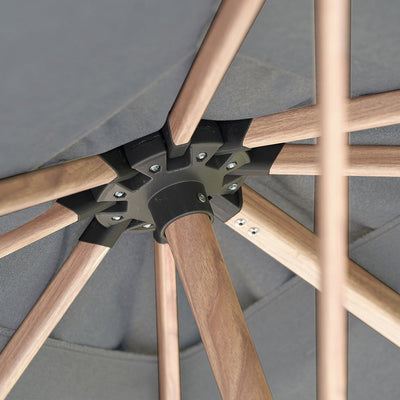 Platinum Challenger Premium Manhattan Grey and Teak 3m Square Parasol