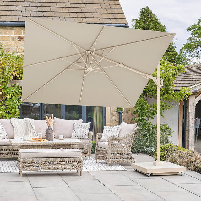 Platinum Voyager T2 Champagne and Sandstone 2.7m Square Parasol
