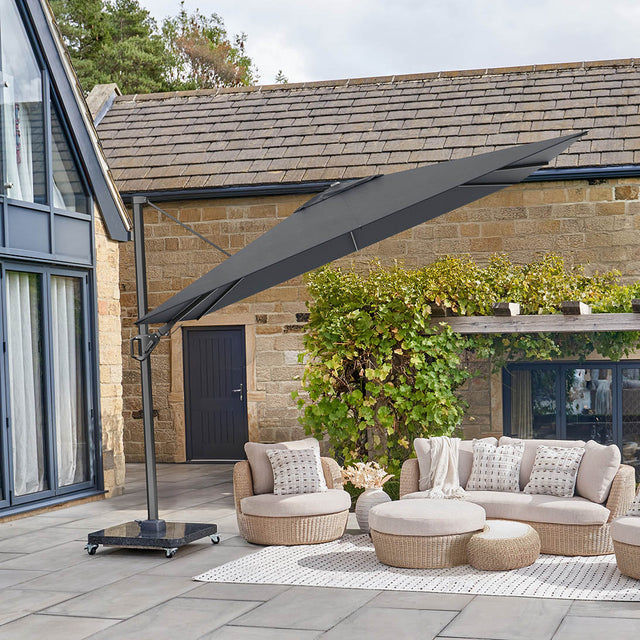 Platinum Challenger Premium 2.6m x 3.5m Anthracite and Faded Black Rectangular Parasol