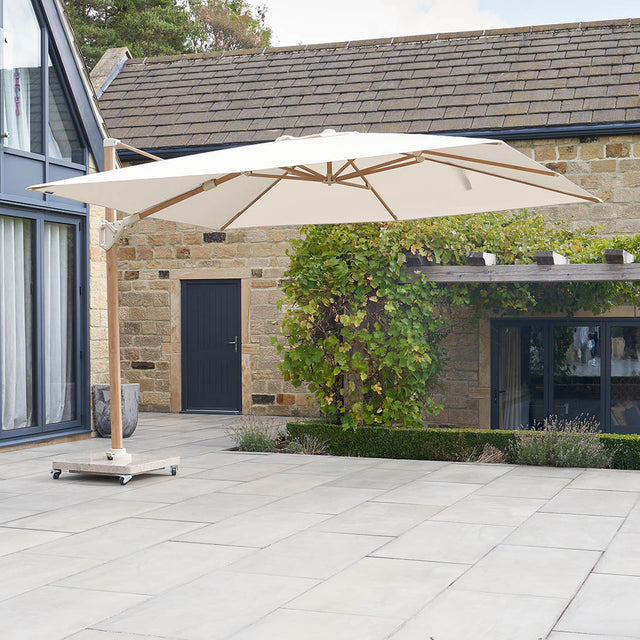 Platinum Challenger Premium 2.6m x 3.5m Champagne and Teak Rectangular Parasol