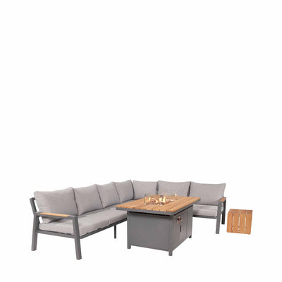 Oslo Anthracite Outdoor Corner Set with Fire Pit