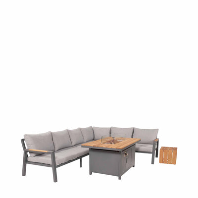 Oslo Anthracite Outdoor Corner Set with Fire Pit