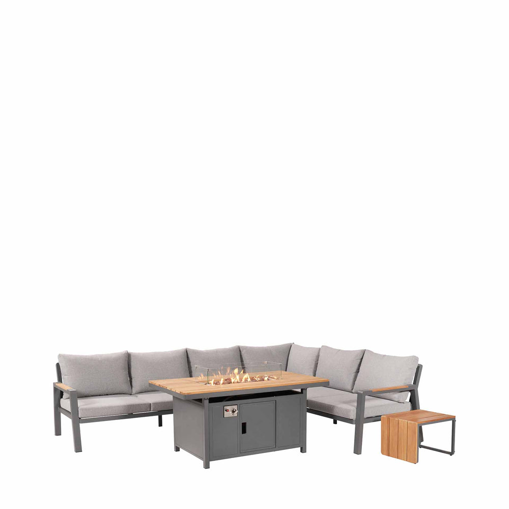 Oslo Anthracite Outdoor Corner Set with Fire Pit