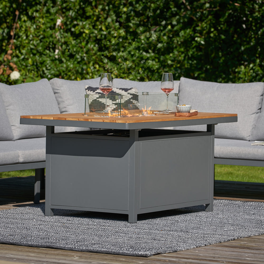 Oslo Anthracite Outdoor Corner Set with Fire Pit
