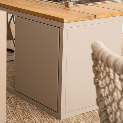 Cosiloft Sandy Beige and Teak Square Fire Pit Table