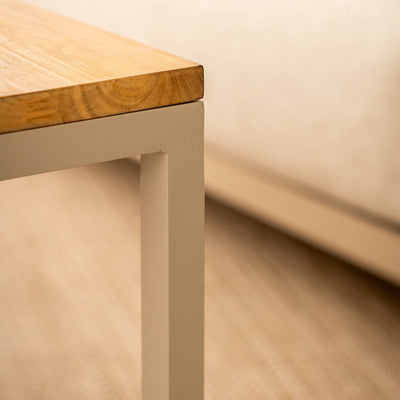 Cosiloft Sandy Beige and Teak Square Fire Pit Table