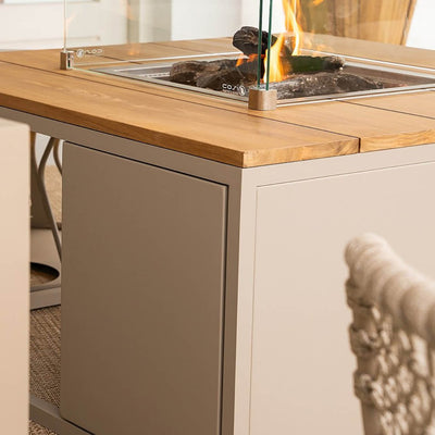 Cosiloft Sandy Beige and Teak Rectangle Fire Pit Table