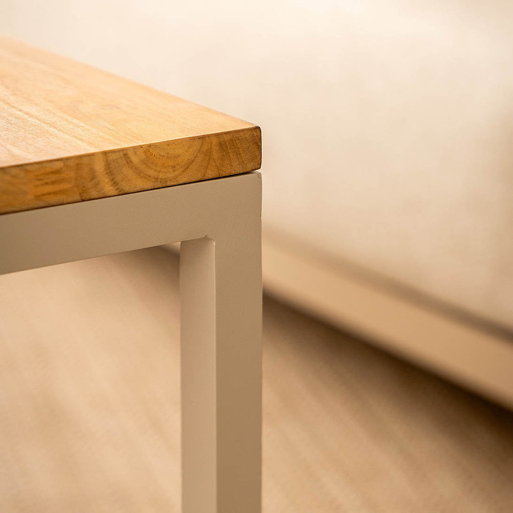 Cosiloft Sandy Beige and Teak Rectangle Fire Pit Table