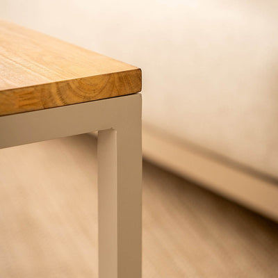 Cosiloft Sandy Beige and Teak Rectangle Fire Pit Table