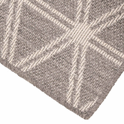 Indoor Outdoor Silver Grey Geometric Design Rug