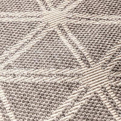 Indoor Outdoor Silver Grey Geometric Design Rug