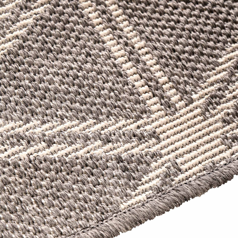 Indoor Outdoor Silver Grey Geometric Design Rug