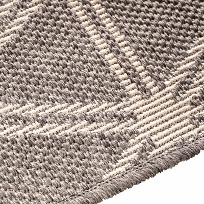 Indoor Outdoor Silver Grey Geometric Design Rug