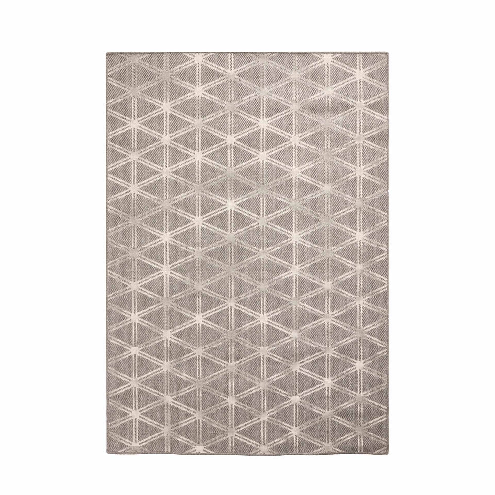 Indoor Outdoor Silver Grey Geometric Design Rug