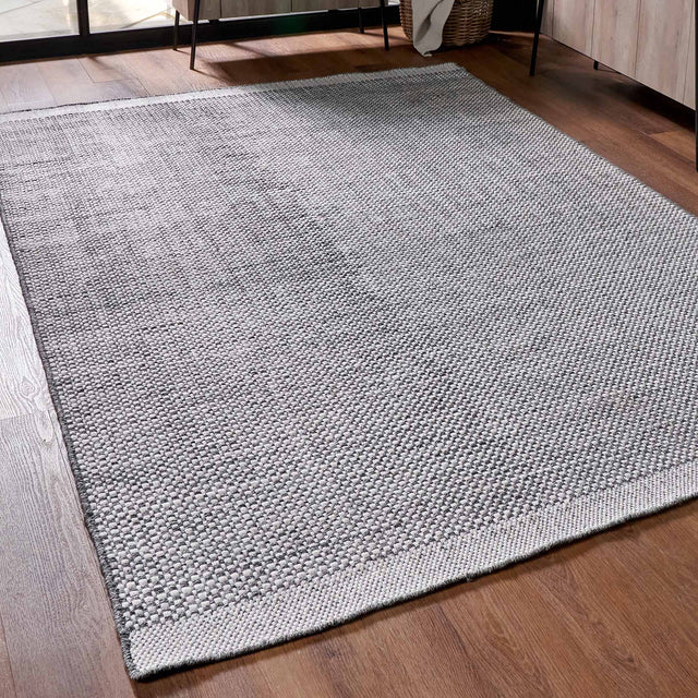 Indoor Outdoor Recycled Graphite Basket Weave Design Rug