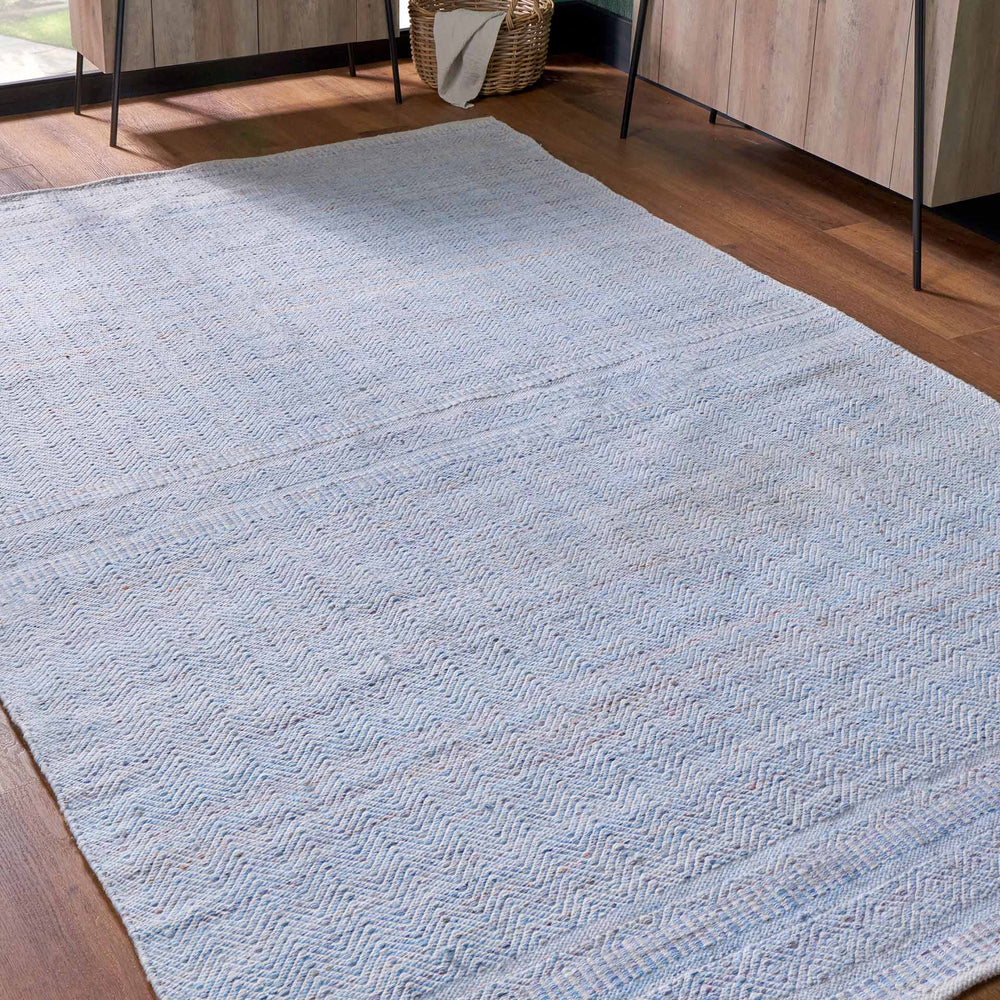 Indoor Outdoor Recycled Aqua Blue Inca Design Rug