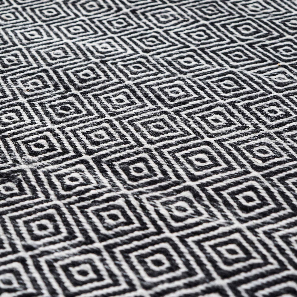 Indoor Outdoor Recycled Black  Inca Design Rug