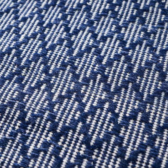 Indoor Outdoor Recycled Denim Blue Ikat Design Rug