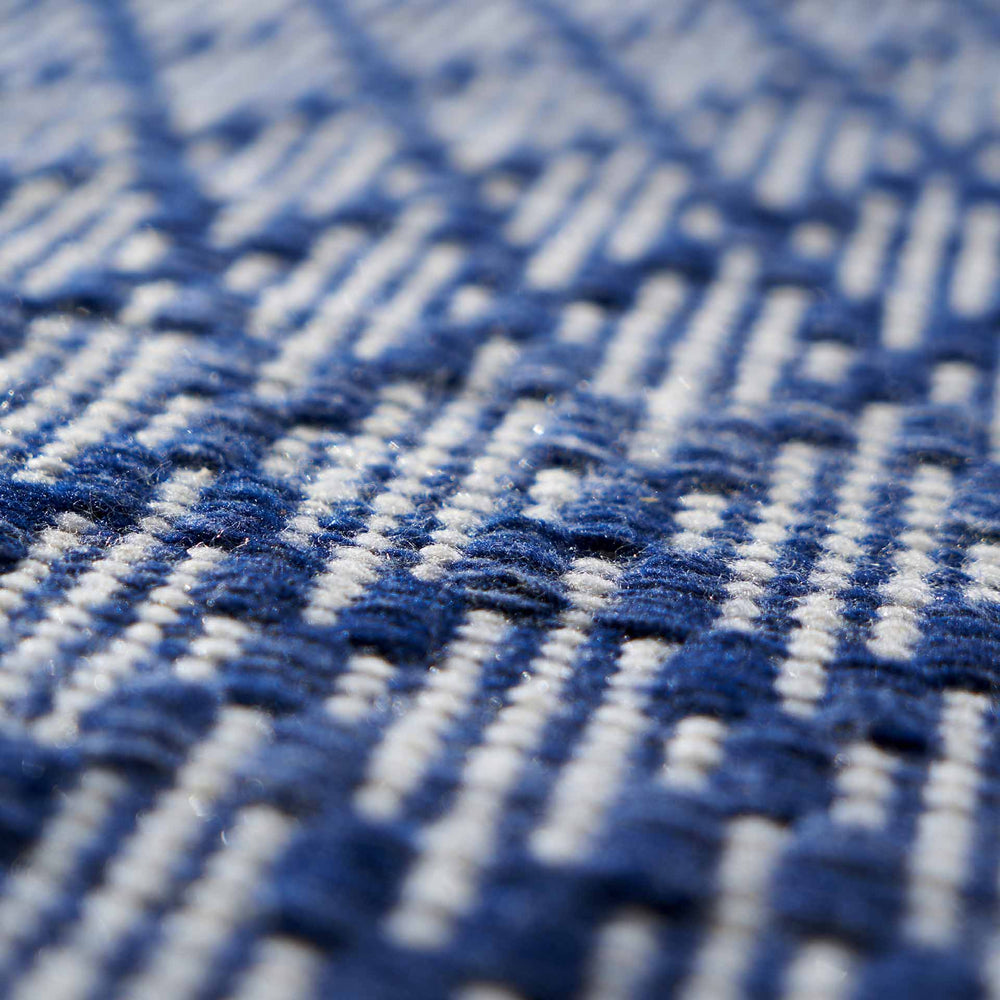 Indoor Outdoor Recycled Denim Blue Ikat Design Rug