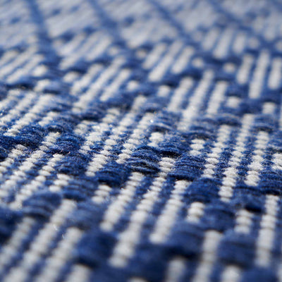 Indoor Outdoor Recycled Denim Blue Ikat Design Rug