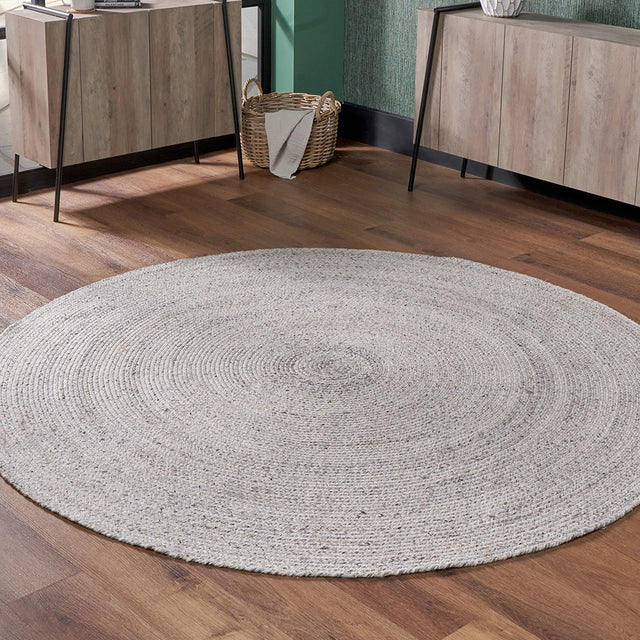 Indoor Outdoor Recycled Warm Grey Tweed Design Rug