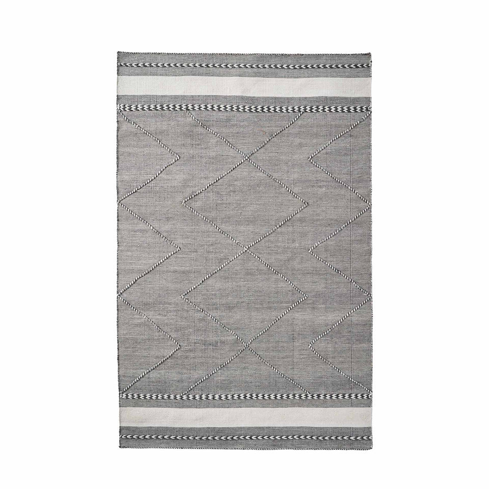 Indoor Outdoor Recycled Grey Plaited Stripe Design Rug