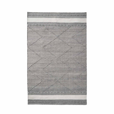 Indoor Outdoor Recycled Grey Plaited Stripe Design Rug