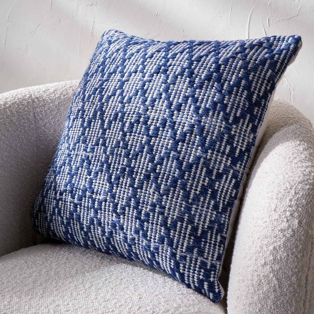 Indoor Outdoor Recycled Denim Blue Ikat Design Scatter Cushion