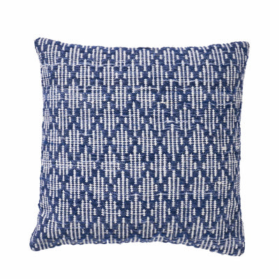 Indoor Outdoor Recycled Denim Blue Ikat Design Scatter Cushion