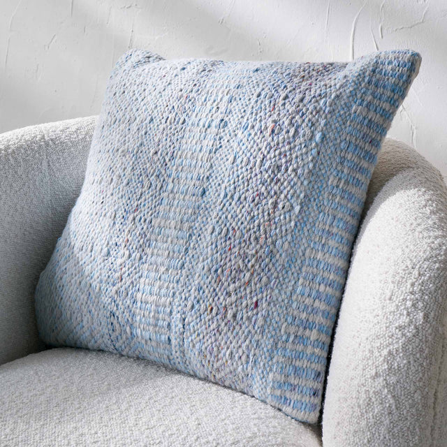 Indoor Outdoor Recycled Aqua Blue Inca Design Scatter Cushion