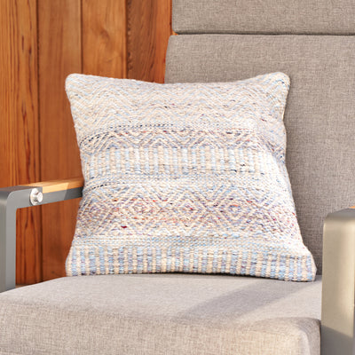 Indoor Outdoor Recycled Aqua Blue Inca Design Scatter Cushion