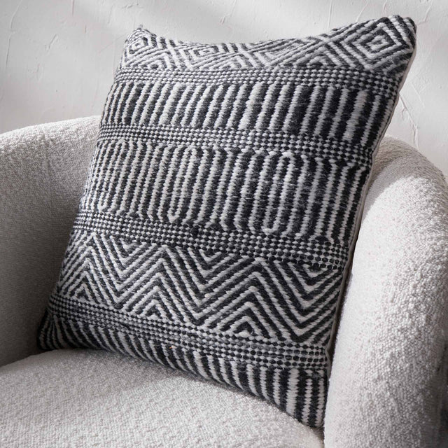 Indoor Outdoor Recycled Black Inca Design Scatter Cushion