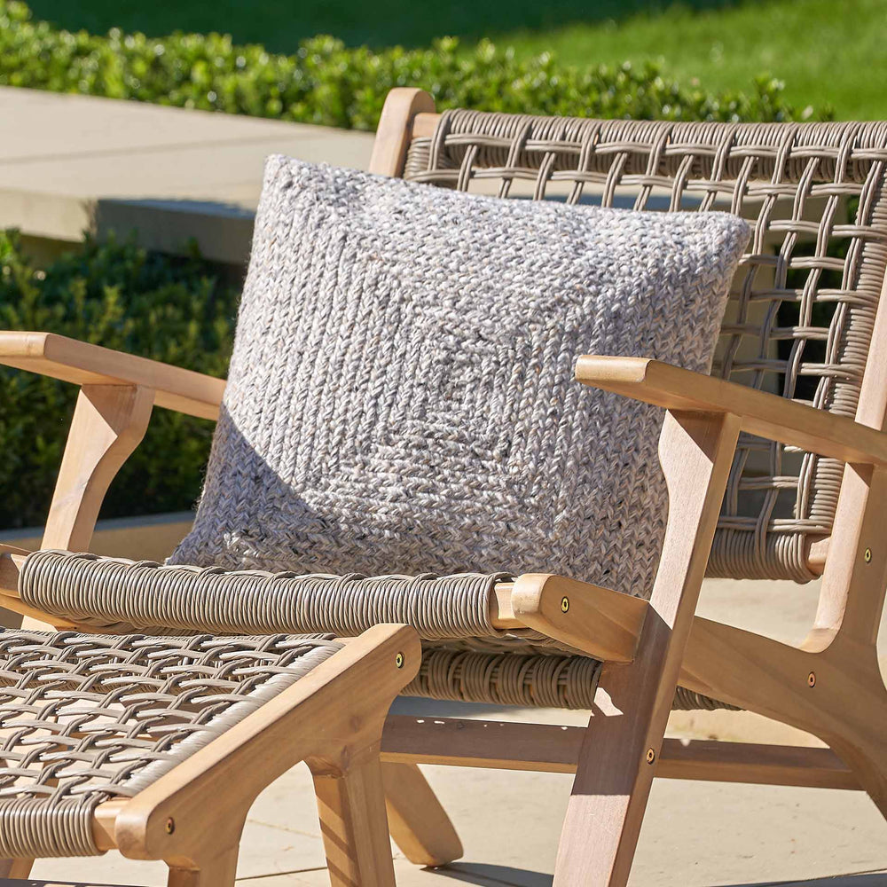 Indoor Outdoor Recycled Warm Grey Tweed Design Scatter Cushion