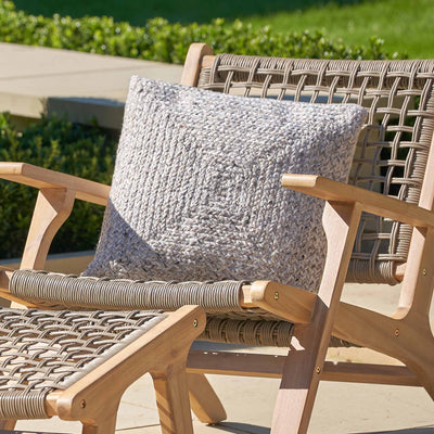 Indoor Outdoor Recycled Warm Grey Tweed Design Scatter Cushion