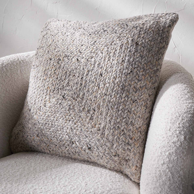Indoor Outdoor Recycled Warm Grey Tweed Design Scatter Cushion