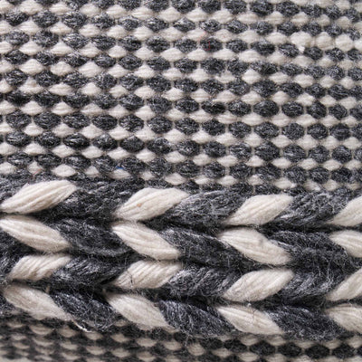 Indoor Outdoor Recycled Grey Plaited Stripe Design Scatter Cushion