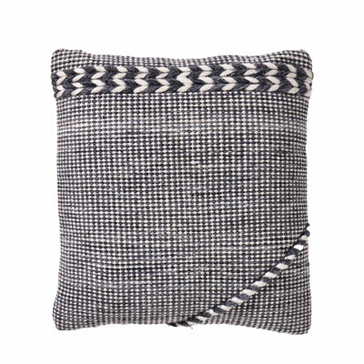 Indoor Outdoor Recycled Grey Plaited Stripe Design Scatter Cushion