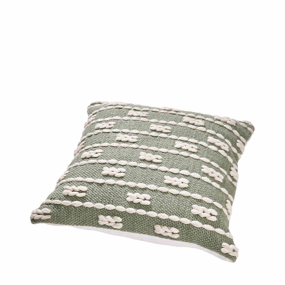 Indoor Outdoor Recycled Sage Braid Design Square Scatter Cushion