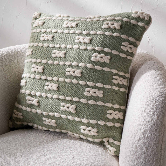 Indoor Outdoor Recycled Sage Braid Design Square Scatter Cushion
